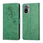 For Xiaomi Redmi Note 10 Beauty Girl Embossing Pattern Horizontal Flip Leather Case with Holder & Card Slot & Wallet & Photo Frame(Green)
