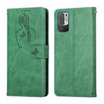 For Xiaomi Redmi Note 10 5G Beauty Girl Embossing Pattern Horizontal Flip Leather Case with Holder & Card Slot & Wallet & Photo Frame(Green)