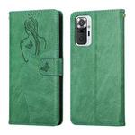 For Xiaomi Redmi Note 10 Pro Beauty Girl Embossing Pattern Horizontal Flip Leather Case with Holder & Card Slot & Wallet & Photo Frame(Green)