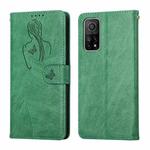 For Xiaomi Mi 10T 5G / 10T Pro 5G Beauty Girl Embossing Pattern Horizontal Flip Leather Case with Holder & Card Slot & Wallet & Photo Frame(Green)