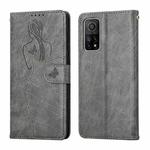 For Xiaomi Mi 10T 5G / 10T Pro 5G Beauty Girl Embossing Pattern Horizontal Flip Leather Case with Holder & Card Slot & Wallet & Photo Frame(Grey)