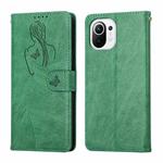 For Xiaomi Mi 11 Lite Beauty Girl Embossing Pattern Horizontal Flip Leather Case with Holder & Card Slot & Wallet & Photo Frame(Green)