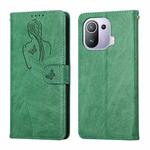 For Xiaomi Mi 11 Pro Beauty Girl Embossing Pattern Horizontal Flip Leather Case with Holder & Card Slot & Wallet & Photo Frame(Green)