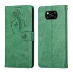 For Xiaomi Poco X3 NFC Beauty Girl Embossing Pattern Horizontal Flip Leather Case with Holder & Card Slot & Wallet & Photo Frame(Green)
