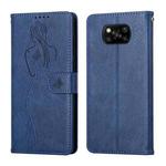 For Xiaomi Poco X3 NFC Beauty Girl Embossing Pattern Horizontal Flip Leather Case with Holder & Card Slot & Wallet & Photo Frame(Blue)