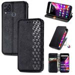 For Infinix Hot 10T Cubic Grid Pressed Horizontal Flip Magnetic PU Leather Case with Holder & Card Slots & Wallet(Black)
