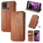 For Infinix Hot 10T Cubic Grid Pressed Horizontal Flip Magnetic PU Leather Case with Holder & Card Slots & Wallet(Brown)
