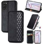 For Blackview A100 Cubic Grid Pressed Horizontal Flip Magnetic PU Leather Case with Holder & Card Slots & Wallet(Black)