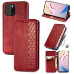 For OUKITEL C21 Pro Cubic Grid Pressed Horizontal Flip Magnetic PU Leather Case with Holder & Card Slots & Wallet(Red)