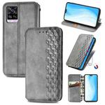 For vivo S7 Cubic Grid Pressed Horizontal Flip Magnetic PU Leather Case with Holder & Card Slots & Wallet(Grey)