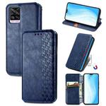 For vivo S7 Cubic Grid Pressed Horizontal Flip Magnetic PU Leather Case with Holder & Card Slots & Wallet(Blue)