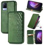 For vivo V21 Cubic Grid Pressed Horizontal Flip Magnetic PU Leather Case with Holder & Card Slots & Wallet(Green)