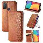 For Alcatel 1S 2021 Cubic Grid Pressed Horizontal Flip Magnetic PU Leather Case with Holder & Card Slots & Wallet(Brown)