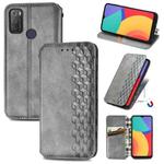 For Alcatel 1S 2021 Cubic Grid Pressed Horizontal Flip Magnetic PU Leather Case with Holder & Card Slots & Wallet(Grey)