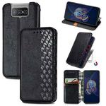 For Asus Zenfone 8 Flip Cubic Grid Pressed Horizontal Flip Magnetic PU Leather Case with Holder & Card Slots & Wallet(Black)