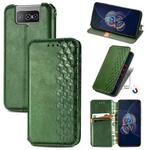 For Asus Zenfone 8 Flip Cubic Grid Pressed Horizontal Flip Magnetic PU Leather Case with Holder & Card Slots & Wallet(Green)