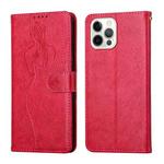 For iPhone 13 Pro Beauty Girl Embossing Pattern Horizontal Flip Leather Case with Holder & Card Slot & Wallet & Photo Frame (Red)