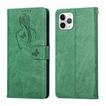 For iPhone 11 Pro Beauty Girl Embossing Pattern Horizontal Flip Leather Case with Holder & Card Slot & Wallet & Photo Frame (Green)