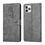 For iPhone 11 Pro Max Beauty Girl Embossing Pattern Horizontal Flip Leather Case with Holder & Card Slot & Wallet & Photo Frame (Grey)