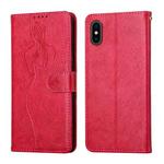 Beauty Girl Embossing Pattern Horizontal Flip Leather Case with Holder & Card Slot & Wallet & Photo Frame For iPhone X / XS(Red)