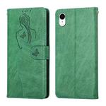 For iPhone XR Beauty Girl Embossing Pattern Horizontal Flip Leather Case with Holder & Card Slot & Wallet & Photo Frame(Green)