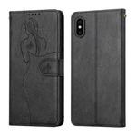 Beauty Girl Embossing Pattern Horizontal Flip Leather Case with Holder & Card Slot & Wallet & Photo Frame For iPhone XS Max(Black)