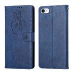 For iPhone SE 2022 / SE 2020 / 8 / 7 Beauty Girl Embossing Pattern Horizontal Flip Leather Case with Holder & Card Slot & Wallet & Photo Frame(Blue)
