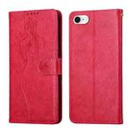 For iPhone SE 2022 / SE 2020 / 8 / 7 Beauty Girl Embossing Pattern Horizontal Flip Leather Case with Holder & Card Slot & Wallet & Photo Frame(Red)