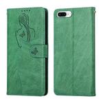 Beauty Girl Embossing Pattern Horizontal Flip Leather Case with Holder & Card Slot & Wallet & Photo Frame For iPhone 8 Plus / 7 Plus(Green)