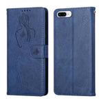 Beauty Girl Embossing Pattern Horizontal Flip Leather Case with Holder & Card Slot & Wallet & Photo Frame For iPhone 8 Plus / 7 Plus(Blue)