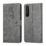 For Sony Xperia 1 II Beauty Girl Embossing Pattern Horizontal Flip Leather Case with Holder & Card Slot & Wallet & Photo Frame(Gray)