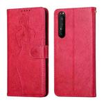 For Sony Xperia 1 II Beauty Girl Embossing Pattern Horizontal Flip Leather Case with Holder & Card Slot & Wallet & Photo Frame(Red)