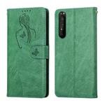 For Sony Xperia 1 III Beauty Girl Embossing Pattern Horizontal Flip Leather Case with Holder & Card Slot & Wallet & Photo Frame(Green)