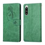 For Sony Xperia 5 Beauty Girl Embossing Pattern Horizontal Flip Leather Case with Holder & Card Slot & Wallet & Photo Frame(Green)