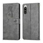 For Sony Xperia 5 Beauty Girl Embossing Pattern Horizontal Flip Leather Case with Holder & Card Slot & Wallet & Photo Frame(Gray)