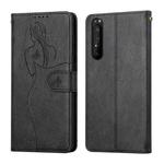 For Sony Xperia 5 III Beauty Girl Embossing Pattern Horizontal Flip Leather Case with Holder & Card Slot & Wallet & Photo Frame(Black)