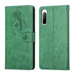 For Sony Xperia 10 II Beauty Girl Embossing Pattern Horizontal Flip Leather Case with Holder & Card Slot & Wallet & Photo Frame(Green)