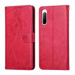 For Sony Xperia 10 II Beauty Girl Embossing Pattern Horizontal Flip Leather Case with Holder & Card Slot & Wallet & Photo Frame(Red)