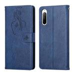 For Sony Xperia 10 III Beauty Girl Embossing Pattern Horizontal Flip Leather Case with Holder & Card Slot & Wallet & Photo Frame(Blue)