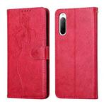 For Sony Xperia 10 III Beauty Girl Embossing Pattern Horizontal Flip Leather Case with Holder & Card Slot & Wallet & Photo Frame(Red)
