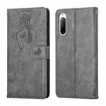 For Sony Xperia L4 Beauty Girl Embossing Pattern Horizontal Flip Leather Case with Holder & Card Slot & Wallet & Photo Frame(Gray)