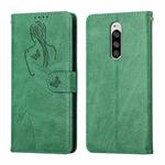 For Sony Xperia 1 / Xperia XZ4 Beauty Girl Embossing Pattern Horizontal Flip Leather Case with Holder & Card Slot & Wallet & Photo Frame(Green)