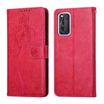 For vivo V19 Beauty Girl Embossing Pattern Horizontal Flip Leather Case with Holder & Card Slot & Wallet & Photo Frame(Red)