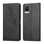 For vivo V20 Beauty Girl Embossing Pattern Horizontal Flip Leather Case with Holder & Card Slot & Wallet & Photo Frame(Black)