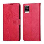 For vivo V20 Beauty Girl Embossing Pattern Horizontal Flip Leather Case with Holder & Card Slot & Wallet & Photo Frame(Red)