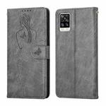 For vivo V20 Pro Beauty Girl Embossing Pattern Horizontal Flip Leather Case with Holder & Card Slot & Wallet & Photo Frame(Gray)