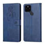 For Google Pixel 5 XL / Pixel 4a Beauty Girl Embossing Pattern Horizontal Flip Leather Case with Holder & Card Slot & Wallet & Photo Frame(Blue)