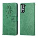 For Samsung Galaxy S21+ 5G Beauty Girl Embossing Pattern Horizontal Flip Leather Case with Holder & Card Slot & Wallet & Photo Frame(Green)