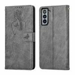 For Samsung Galaxy S21+ 5G Beauty Girl Embossing Pattern Horizontal Flip Leather Case with Holder & Card Slot & Wallet & Photo Frame(Grey)