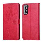 For Samsung Galaxy S21+ 5G Beauty Girl Embossing Pattern Horizontal Flip Leather Case with Holder & Card Slot & Wallet & Photo Frame(Red)